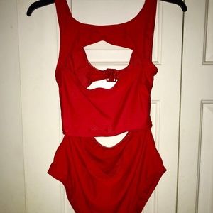 ASOS womens high rise bathing suit with cut outs